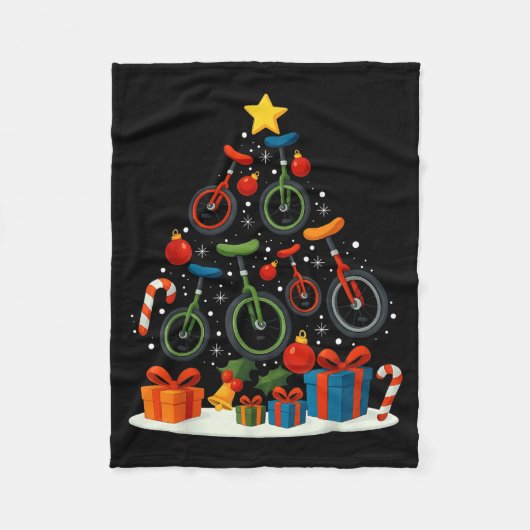 Couverture Polaire Unicycling Unicycle Christmas Tree Xmas  (Devant)