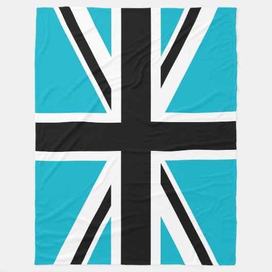Couverture Polaire Union Jack en noir et blanc bleu (Devant)