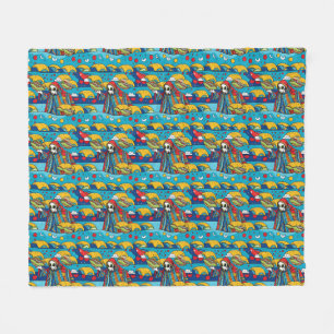 Couverture Polaire Unique Alien coloré mangeant des Tacos