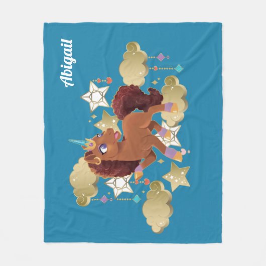 Couverture Polaire Unique aux étoiles et aux nuages Unicorne (Devant)