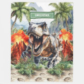 Couverture Polaire Unique T-Rex Dinosaur Nom personnalisé pour garçon (Devant)