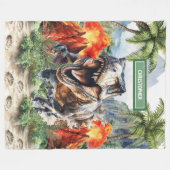 Couverture Polaire Unique T-Rex Dinosaur Nom personnalisé pour garçon (Devant (Horizontal))