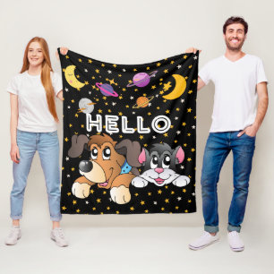 Couverture Polaire Univers drôle noir motif lune étoiles enfants
