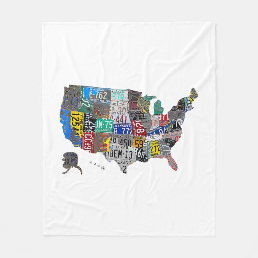 Couverture Polaire US American United States Map Flag License Plate A (Devant)