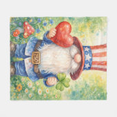 Couverture Polaire USA 250th Anniversary Patriotic Gnome Heart Shamro (Devant (Horizontal))