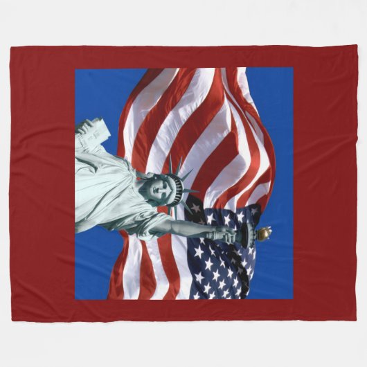 Couverture Polaire USA Flag Lady Liberty Fleece Blanket (Devant (Horizontal))