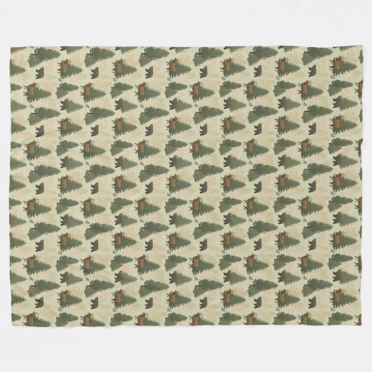 Couverture Polaire USA Forest Bears Elk Rabbits Nature Pattern (Devant (Horizontal))