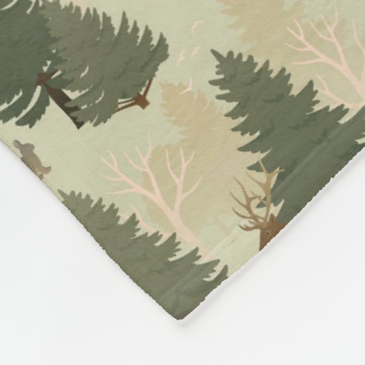 Couverture Polaire USA Forest Bears Elk Rabbits Nature Pattern (Coin)