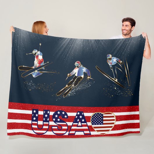 Couverture Polaire USA Skiing Fleece Blanket (En situation)