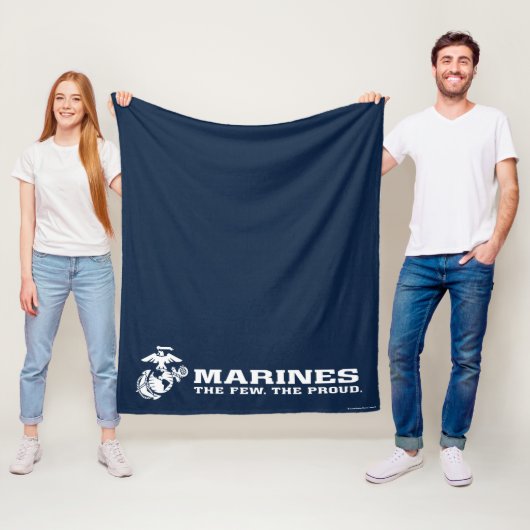 Couverture Polaire USMC Les rares Logo Fiers - Blanc (En situation)