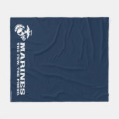 Couverture Polaire USMC Les rares Logo Fiers - Blanc (Devant (Horizontal))