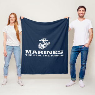 Couverture Polaire USMC Les rares Logo Fiers Empilés - Blanc