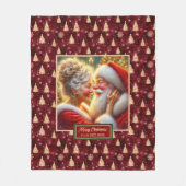 Couverture Polaire Vacances Blanche Bourgogne Cosy Or Noël Père Noël (Devant)