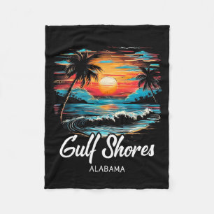 Couverture Polaire Vacances en famille Retro Sunset Alabama Gulf Shor