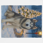 Couverture Polaire Vacances Husky Sibérien (Devant (Horizontal))