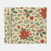 Couverture Polaire Vacances Red Green Pine and Berry Watercolor (Devant (Horizontal))