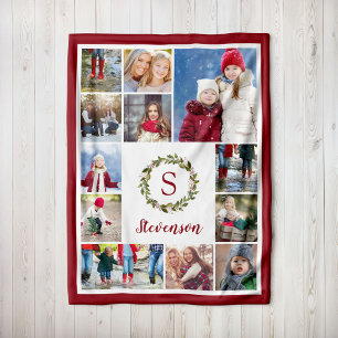 Couverture Polaire Vacances Verdure Wreath Famille Monogramme 12 Phot