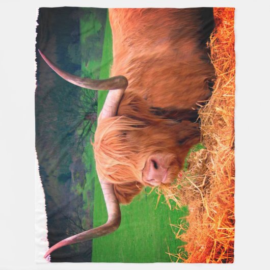 Couverture Polaire Vache à longue corne (Devant)