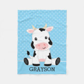 Couverture Polaire Vache bleu Polka point Personnalisé Garçon (Devant)