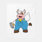 Couverture Polaire Vache comme artisan avec marteau (Devant)