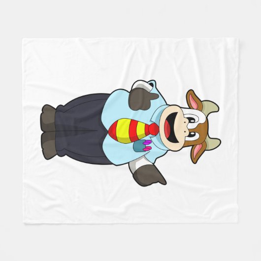 Couverture Polaire Vache comme enseignant avec Cravate (Devant (Horizontal))