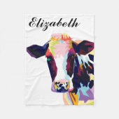 Couverture Polaire Vache d'art pop coloré personnalisée (Devant)