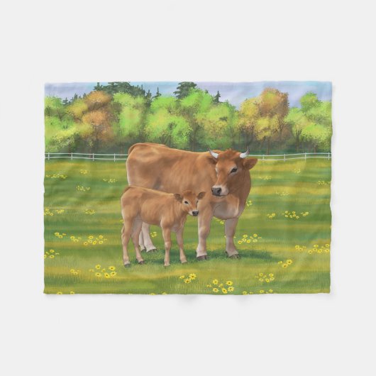 Couverture Polaire Vache d'Aubrac et veau mignon dans le pâturage de (Devant (Horizontal))