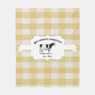 Couverture Polaire Vache de ferme à Buffalo Jaune Blanche