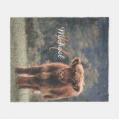 Couverture Polaire Vache de Highland calvaire herbe d'automne monogra (Devant (Horizontal))