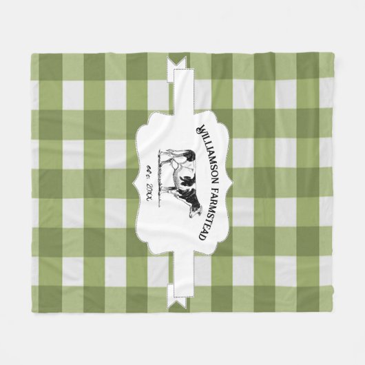 Couverture Polaire Vache de la ferme de Buffalo vert Blanche (Devant (Horizontal))