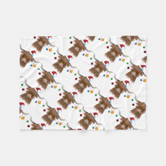 Couverture Polaire Vache de Noël (Devant (Horizontal))
