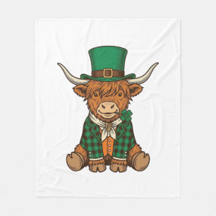 Couverture Polaire Vache des Highlands mignonne chemise vintage trèfl