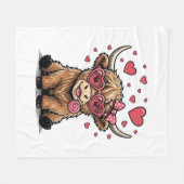 Couverture Polaire Vache des Highlands mignonne Saint-Valentin lunett (Devant (Horizontal))