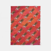 Couverture Polaire Vache Highland à Santa Hat Motif sur Red (Devant)