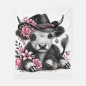 Couverture Polaire Vache Highland avec Casquette Floral (Devant)