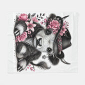 Couverture Polaire Vache Highland avec Casquette Floral (Devant (Horizontal))