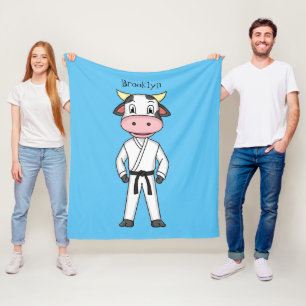 Couverture Polaire Vache mignonne en combinaison kung fu