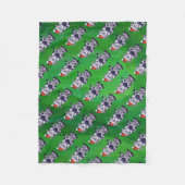 Couverture Polaire Vache Noël sur vert (Devant)