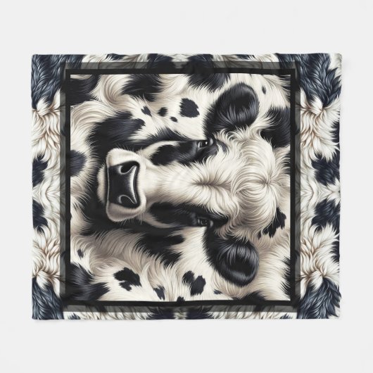 Couverture Polaire Vache noire et blanche Cowhide Fur Fur Look (Devant (Horizontal))