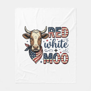Couverture Polaire Vache Patriotique Rouge Blanc Moo Chemise 4 Juille