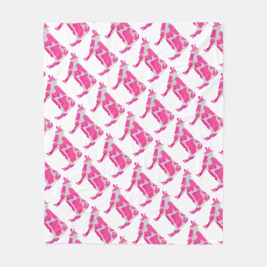 Couverture Polaire Vache Rose et Blanche Silhouette (Devant)
