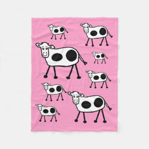 Couverture Polaire Vaches de dessin animé drôles roses mignonnes