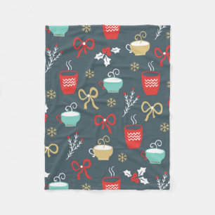 Couverture Polaire Vaches Et Tasses De Noël