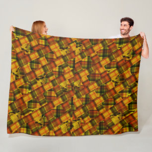 Couverture Polaire Vaches Highland Dans Un Design Tartan Crise,
