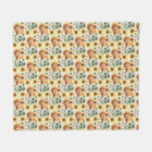 Couverture Polaire Vaches Highland et fleurs de tournesol jaune (Devant (Horizontal))