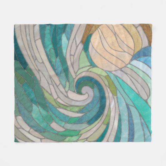 Couverture Polaire Vague et lune de mosaïque (Devant (Horizontal))