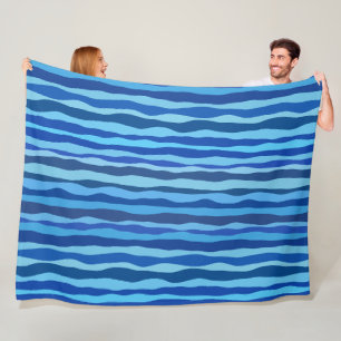 Couverture Polaire Vagues de bleu cyan marine cobalt bleu ciel