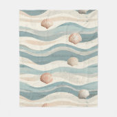 Couverture Polaire Vagues de coquillages de plage boho (Devant)