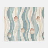 Couverture Polaire Vagues de coquillages de plage boho (Devant (Horizontal))