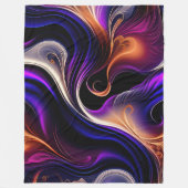 Couverture Polaire Vagues de feu - Violet Gras, Orange, Abstrait Or (Devant)